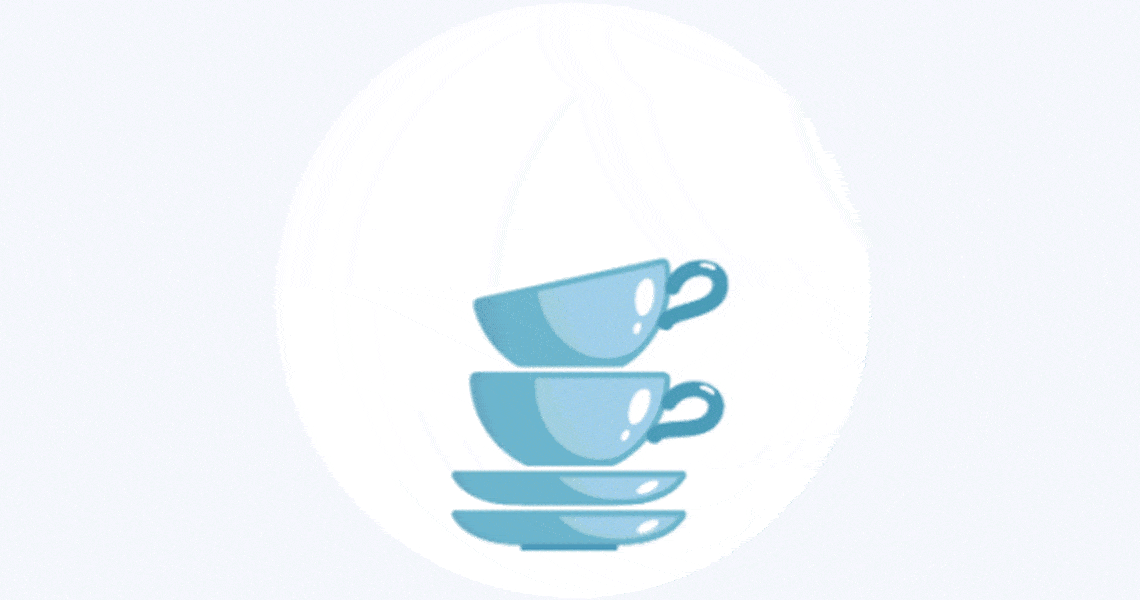 Three blue teacups stacked on three saucers, reminiscent of the bustling restaurant industry, against a light background.