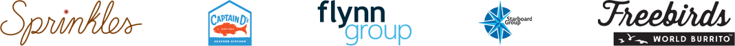 Logos for five companies: Spindler, Pompon, Flynn Group, Kipix, and Foxtable World Pasta.